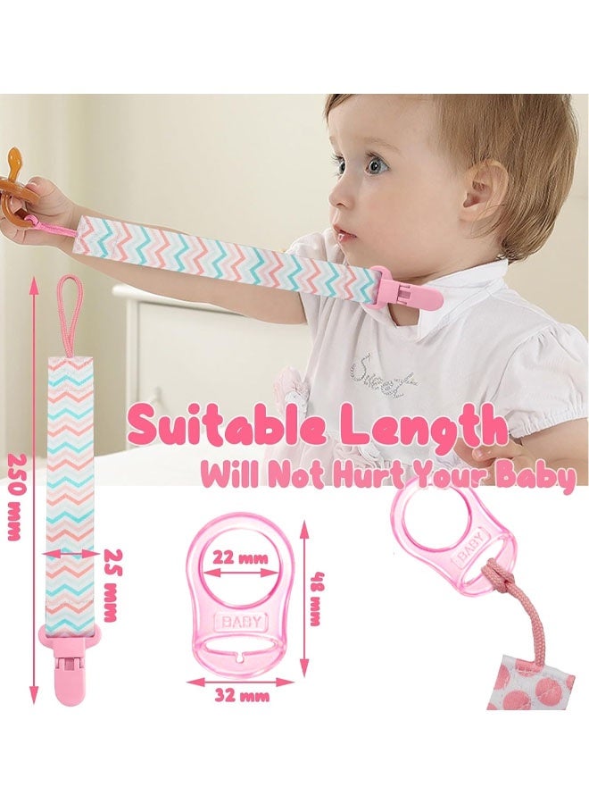 4 Pack Dummy Clips Girls, With 4pcs Silicone Pacifier Adapters, Universal Soother Chain For Baby Girls Boys Newborn - Image 2